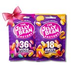 The Jelly Bean Factory 36 Mix HUGE & 18 Fruit Flavour Jelly Bean Candy Pack | Assorted 36 & 18 Flavour Natural Jelly Candy | Jelly Bites Candy | Ireland |100% Veg | Gelatine Free| Natural Flavours | Natural Coloured | No Preservatives - 70 gm Each | Gift Pack