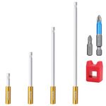 4PCS Strong Magnetic Extension Socket Drill Bit Holder 1/4" Hex Power Tools,Strong Magnetic Extension Bit Holder,Hex Shank S2 Steel Magnetic,2, 4, 6,12-inch Drill bit Extensions（Big Upgrade）