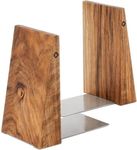 TILISMA Book Ends for Shelves - Handmade Wooden Bookends with Metal Base, Walnut Tree - Sturdy Book Holders for Heavy Books - Fancy Modern Decorative Book Accessories to Hold Books Firmly on Bookshelf