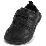 STQ Boys & Girls Trainers Toddler Wide Toe Box Barefoot Shoes School First Walking Baby Infant Lightweight for Football Kid Running Child with Non-Slip Soft Tennis Prewalker Sneakers All Black Size 9