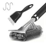 BELICOO BBQ Brush 2 Pack, 18'' BBQ Cleaning Brush and Scraper w/Removable Handle, 3-Branch Stainless Steel Barbecue Wire Brush & 1 Small Grill Brush for Outdoor Charcoal/Electric/Gas Grill Cleaning