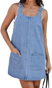 Jumppmile Denim Overall Dress for Women Adjustable Strap Mini Pinafore Dress Light Blue XL