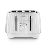 De'Longhi Ballerina Toaster, 4 Slot Toaster, Reheat, 5 Browning Settings, Defrost and Cancel Functions, Pull Crumb Tray, CTD4003.W, 1800W, UK PLUG, White