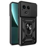 KrKis Shock Proof with Slide Camera Cover for Realme 11X 5G, Kickstand in-Built | 360 Degree Protection Back Case Cover for Realme 11X 5G-Black