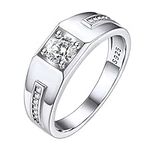 Sterling Silver Infinite Zirconia Promise Wedding Bands Engagement Ring, Great Love Statement Ring Valentine's Day Gift for Dad/ Husband/ Boyfriend, Size 7