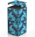 WOLIBEAR Magnetic Wraps for Xbox Series X Console Accessories, New Look Design Cover Skin with Premium PU Leather, Magnetic Closure Wrap & TOP Cover for Xbox Series X, Full Protection - Blue Camo