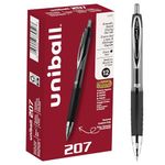 uni-ball 207 Rollerball Gel, Gel Retractable Roller Ball Pen Medium-0.7mm, 12 Pack, Black Ink (33950)