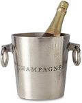 WHW Whole House Worlds Luxury Champagne Ice Bucket, Thick Gauge Walls, Handles, 7 Diameter, Handmade, Aluminum Nickel, Highly Polished, Silver Craft Finish