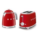 Smeg 50’s Style Retro Range Breakfast Set, 0.8L 1400W Mini Kettle and Multi-Functional Control 2-Slice 950W Toaster, Red, KLF05RDUK/ TSF01RDUK