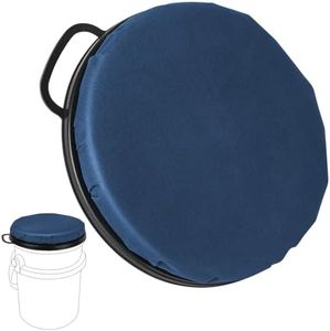 Wizcave 5 Gallon Bucket Seat with Swivel Lid, Padded Top for Cozy Sitting, Outdoor Fishing, Hunting, Gardening, Baseball Training, Dark Blue