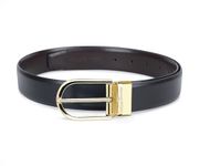 LOUIS STITCH Men's Italian Leather Belt For Men's With Rotating Golden Buckle Black & Brown Width 1.35" (35 mm) Length 40 inch (RPGD)