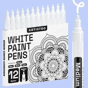 ARTISTRO 12 White Paint Pens for Rock Painting, Stone, Ceramic, Glass, Wood, Fabric, Scrapbooking, DIY Craft Making, Art Supplies, Card Making, Coloring, Acrylic Markers Medium Tip 3.0mm