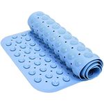 NSXEEN Large Size Premium PVC Silicone Shower Bath Mat Anti Slip Bathtub Bathroom Met with Suction Cup, Drain Hole & Antiskid Non-Slippery Rubber Floormat for Toilet Kitchen (Sky Blue-76X44.5 CM)