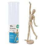 Mont Marte Wood Artist Drawing Manikin with Stand and Flexible Joints - Posable Model for Skectching (12" Male)