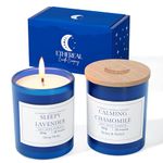 Ethereal Deluxe Candles Gifts for Women & Men – Organic & Vegan, Lavender Scented Candles Gift Set for Anxiety, Lavender Promotes Sleep, Chamomile Relieves Stress, Relaxation/Birthday/Christmas Gifts