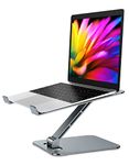 Babacom Laptop Stand Lap Desk, Ergonomic Foldable Computer Stand with Adjustable Height, Ventilated Aluminium Alloy Laptop Riser Compatible with MacBook Air, Pro, All 10-16" Laptops (Grey)