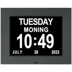 ybest 7 Inch Extra Large Non-Abbreviated Day Date & Month Digital Day Calendar Clocks with Auto-Dimming 8 Alarm Reminders Dementia Clock for Senior Elderly impaired Vision