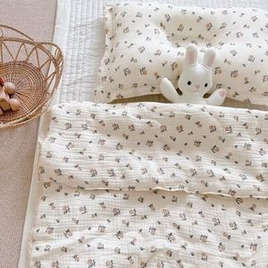 BuLuTu Cotton Muslin Toddler Quilt Crib Blankets for Girls Kids Quilted Comforter with Rose Floral Print, Cotton Super Soft Crib Comforter, Rose Pattern, 59x47 Inches