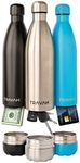 Travah Travel Water Bottle Stainless Steel Water Bottle with Storage for Cash, Keys, Valuables Insulated Water Bottle for Men and Women Hot and Cold Water Bottle Leak-Proof Water Bottle (Silver)