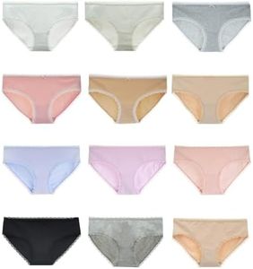LIQQY Women's Cotton Underwear Lace Trim Hipster Breathable Panties Ladies Underwear Multipack (8Pk Random Color, X-Large)