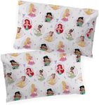 Disney Princess Besties 2 Pack Reversible Pillowcase - 100% Organic Cotton Double Sided Pillow Cover - GOTS & Oeko-TEX Certified