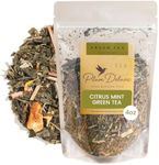 Plum Deluxe Citrus Mint Green Tea, Premium Loose Leaf Tea, Seeps 60-80 Cups of Hot or Iced Tea, Low Caffeine, Sweetener and Dairy Free, No Artificial Flavors, 4 oz Reseable Pouch