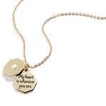 Alex and Ani Mother’s Day Adjustable Necklace for Women, My Heart is Wherever You Are Pendant, Shiny Gold Finish, 22.5 to 24.5 in, One Size, Metal, No Gemstone