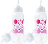 Hands-Free Baby Bottle - Anti-Colic Nursing System 9 oz Baby Bottle with Fast Flow Nipple/Teat 3m+ with Tube Straw Feeding System for Toddler (2 Bottles - Pink)