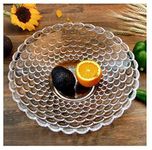 CLVJ Crystal Glass Transparent Classic Bubble Fruit Bowl Plate Serving Tray - Transparent - 24.5Cm (Set Of (1), 1000 ML