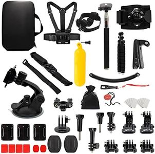 MMOBIEL Kit accessori 50 in 1 per action camera, compatibile con GoPro Hero 11 10 9 8 7 6 5 4, GoPro Max, Fusion, DJI Osmo Action, AKASO, Insta 360, ecc. - Include supporto per fotocamera d'azione,