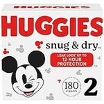 Huggies Snug & Dry Disposable Baby Diapers, Size 2, 180 Count