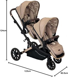 My Babiie MB33 Tandem Double Pushchair – Twin Stroller, Giraffe, Birth to 15kg