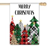 PIPISASA Merry Christmas Garden Flag 28x40 Inch Holiday Christmas Tree House Flag Winter Xmas Pickup Décor Outdoor Yard Flag for Home Party Porch Yard Outdoor Decor