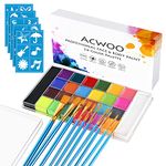 ACWOO Face Body Paint, 26 Colors Face Painting Palette with 10 Brushes 30 Stencils, Safe Non-Toxic Face Paint Set for Kids Adults, Washable Oil Based Body Paint for Halloween Makeup and Party Cosplay