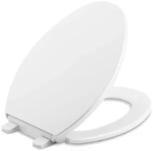 Kohler K-20110-0 Brevia Elongated Toilet Seat with Grip-Tight Bumpers, Quiet-Close Seat, Quick-Attach Hardware, White