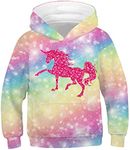 Ainuno Womens Girls Unicorn Hoodie Pullover Sweatshirt,Cute Teen Girls Hoodies Kids Jacket, Rainbow Unicorn,kids, 11-13 Years