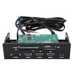 Internal Card Reader, ASHATA 5.25inches PC Multifunction Dashboard Media Front Panel with Three USB 3.0 Ports/one USB 3.1 Port/one eSATA Port and 6 Card Slots