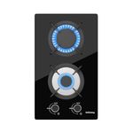 Gas Hob 2 Burners - Glass Gas Hob Black Plug in NG/LPG Gas Hob, 44500W 2 Cooking Areas Built in Glass Cooktop Hob with Cast Iron Pan Support, Thermocouple Protection, Integrated Ignition