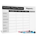 Magnetic Innovations Large A3 Fridge Meal Planner Board, Ideal as a Weekly Family Diet Planner, Food Shopping List, Menu Board, Includes 3 Markers