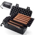 Travel Cigar Humidor Case with Humidifier Disc - Waterproof, Airtight, Durable and Crushproof - Holds up to 10 Cigars, Portable Cigar Box Gift for Men (L - 9.37 x 5 x 3.78 inch)