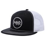BASSDASH Flat Brim Trucker Cap Adjustable Snapback Hat Mesh Back for Men Women, Black and White, One Size