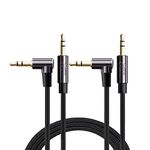 CableCreation Audio Cable 3.5mm Right Angle Male to Male Auxiliary Stereo HiFi Cable with Silver-Plating Copper Core Compatible with Car,Tablets,Gold Plated,Black [2pack-6FT/1.8M]