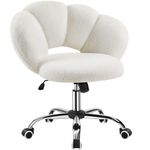 Yaheetech Boucle Upholstered Desk Chair Makeup Vanity Chair with Wheels Cloud-shaped Accent Chair Swivel Home Office Chair with Adjustable Height for Living Room, Bedroom Women White