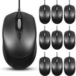 Sherr 10 Pieces Black Wired USB Computer Mouse, Computer Mice with Adjustable DPI, Corded Mouse with 4 Button for Home Office School Simple USB Mouse for Computer Laptop Desktop PC