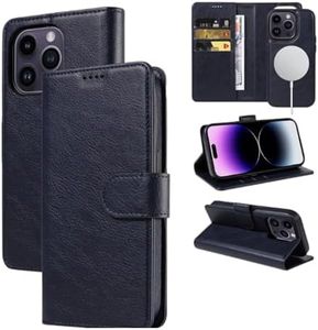 Magnetic Front and Back Detachable Premium Leather Wallet Flip Case for iPhone (Compatible with Mag Safe Devices), Shockproof and Scratch Resistant Cover (Black, iPhone 12/12 pro)