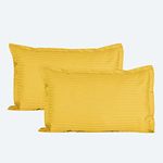 Trance Home Linen 200 TC Cotton Small Size 17x25 inch Satin Stripe Pillow Covers | Pillow Cases | Set of 2 Piece Pillow Covers only |Small Size (Golden Yellow, 17 X 25 inch)