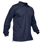 MAGCOMSEN Long Sleeve T Shirt for Men Work Polo Performance Quick Dry Shirt Jersey Polo Shirt Polo Shirts for Men Long Sleeve Navy