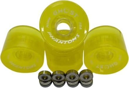 GHOST BOARDS Jelly Phantoms 70mm 78A Long Board Wheels with ABEC-7 Bearings for Smooth Cruising - Skateboard Wheels Provide Grip & Speed - Ghost Wheels Built for Tricks & Control (Yellow)