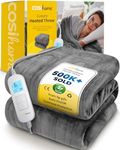 Cosi Home® Luxury Heated Throw - Electric Blanket - Extra Large Heated Blanket, Machine Washable Fleece with Digital Remote, 10hr Timer and 10 Heat Settings (Grey)