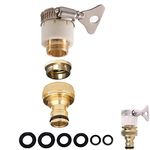 Round Universal Mixer Tap Hose Connector Adapter for Hose Pipe,1/2&3/4Inch 2in1 Garden Kitchen Brass Tap to Hose Connector,Hose Pipe Fitting for Outside Garden Tap Kitchen Tap,Top Max Diameter 23mm